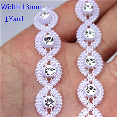 13mm 1yard 1 ярд, стразы, цепочка ABS, жемчужные бусины, кристальная цепочка, отделка, пришивка для DIY, Свадебный костюм с аппликацией, ювелирные изделия, аксессуары для рукоделия - Цвет: 13mm 1yard