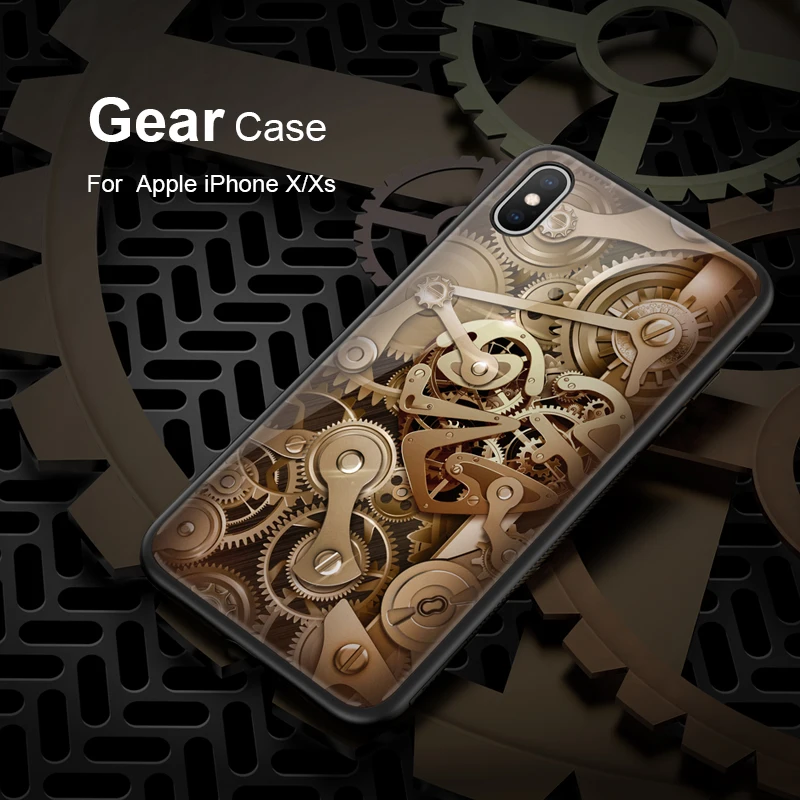 Tempered glass back cover case for iphone XS XR NILLKIN Gear Spacetime apple Max |