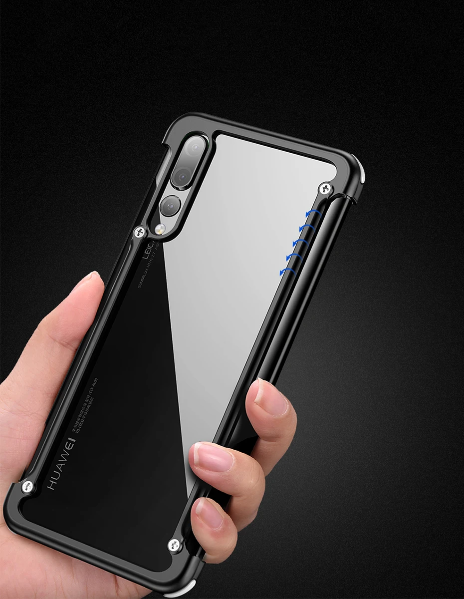 OATSBASF подушка безопасности металлический чехол для huawei p20 чехол Роскошный персональный корпус для huawei P20 Pro Чехол тонкий металлический бампер крышка