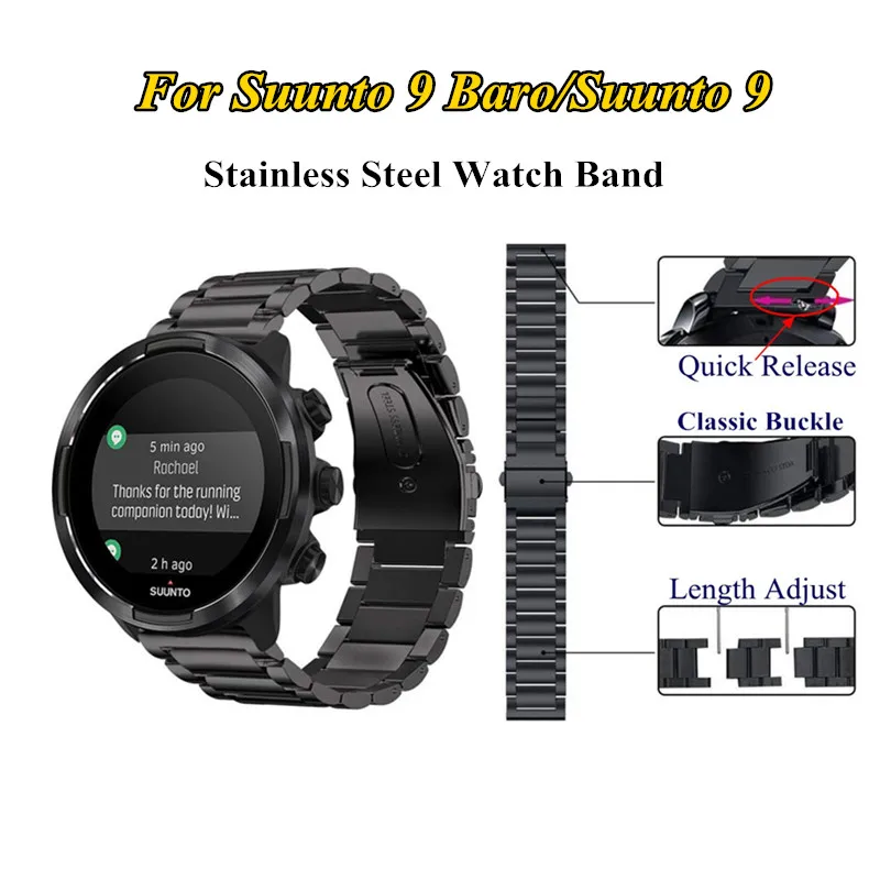 Для Suunto 9/Suunto 9 Brao браслет из нержавеющей стали для Suunto 9 Baro/Suunto 9 металлический ремешок для часов сменный Браслет