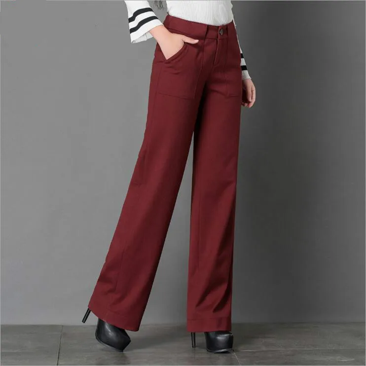 Зимние и осенние модные повседневные плотные теплые женские брюки большого