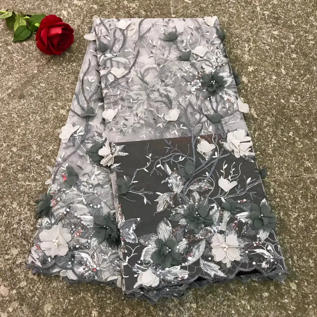 New Arrival African Appliqued Tulle Lace Fabric Wholesale Party Laces 2019 Popular 3D Rose Beaded French Fabrics | Дом и сад