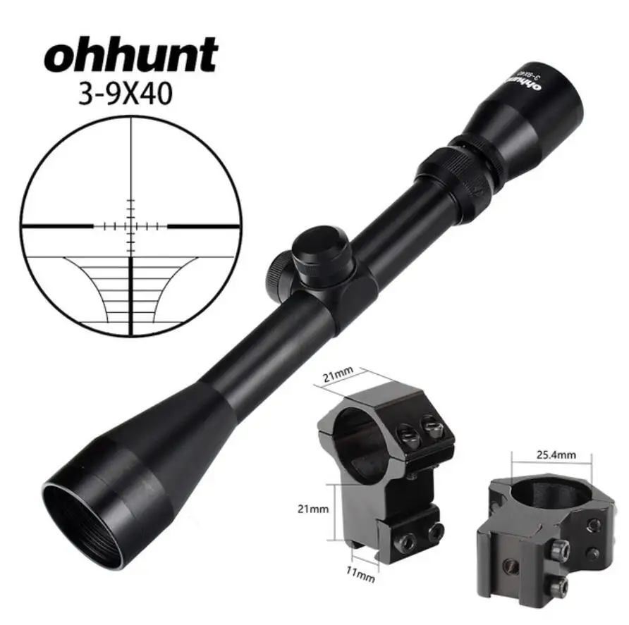 with Dovetail ring1 3-9X40 Hunting Optics Riflescopes Rangefinder or Mil Dot Reticle Crossbow Shooting Tactical Rifle Scope with Mount Rings - Цвет: with Dovetail ring1