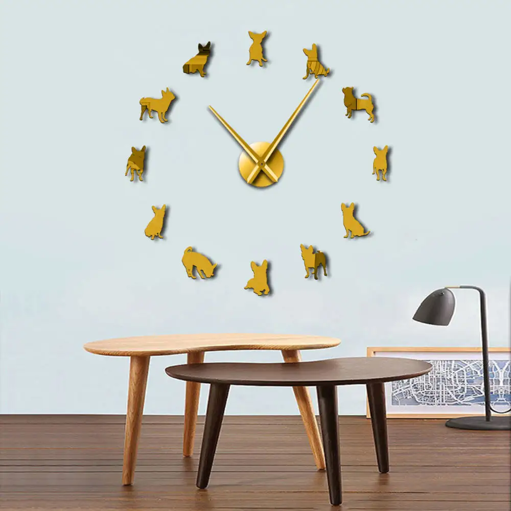 Декоративные гигантские большие настенные часы для чихуахуа 3d сделай сам собак