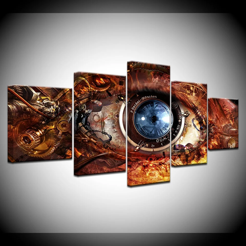 

Canvas Painting Abstract Eye Lens Futuristic Sci Fi 5 Pieces Wall Art Painting Modular Wallpapers Poster Print Home Decor
