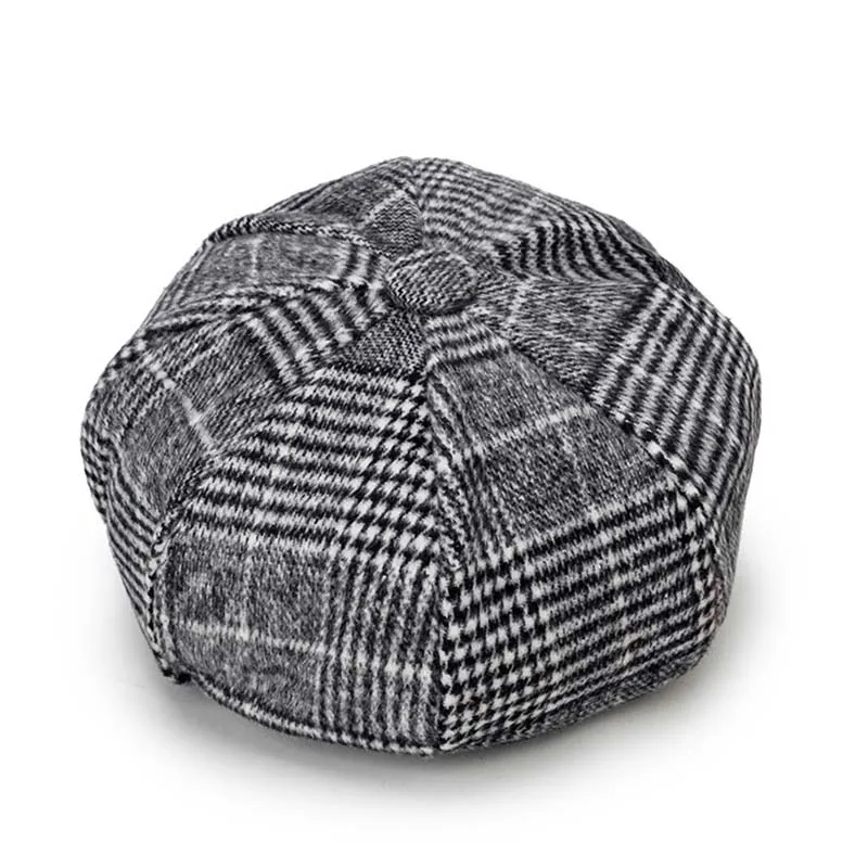 Новинка шапки Newsboy повседневные женские береты шерстяная клетчатая кепка