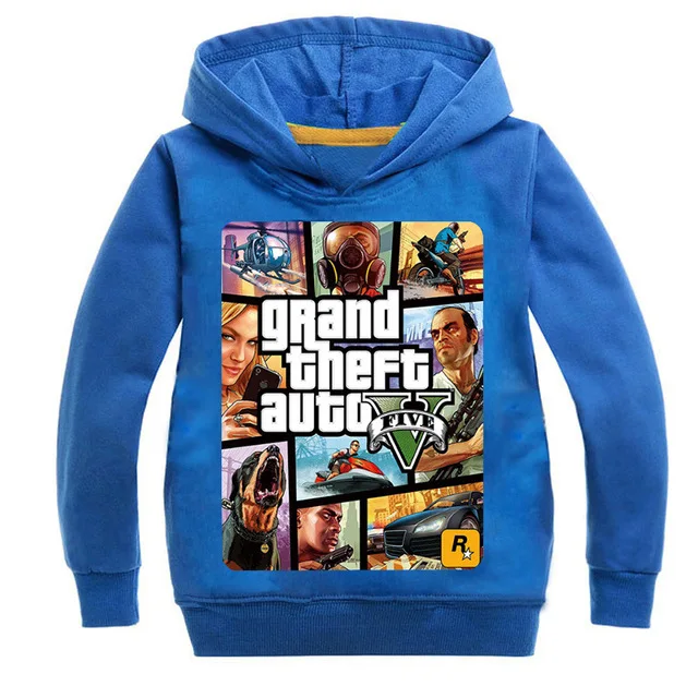Верхняя одежда для мальчиков и девочек, лидер продаж, Gta 5, толстовки с капюшоном костюмы уличной борьбы с Gta 5 детские толстовки для подростков - Цвет: blue