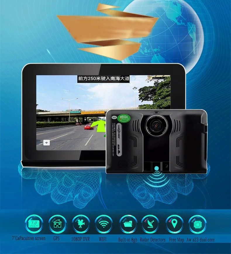 Anfilite 7 дюймов Android GPS навигация автомобильный видеорегистратор Wifi avin FM передатчик