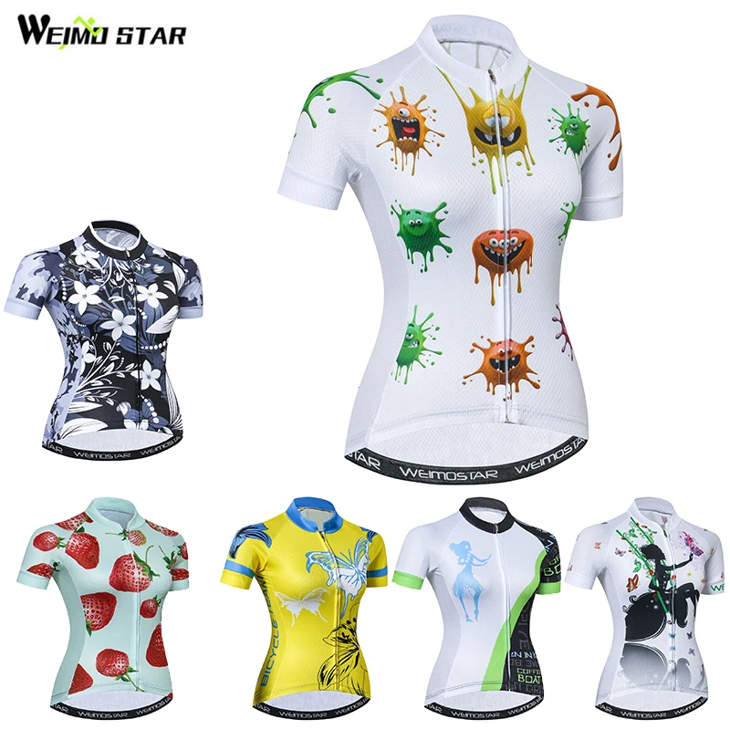 

Weimostar Women Breathable Short Sleeve insect Cycling Jersey Riding roupa ciclismo MTB Bike Clothing Wear Tops