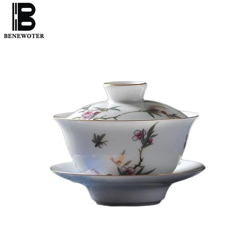 150 мл китайский Стиль Gaiwan с постепенным увеличением рельеф чайник узором офисные