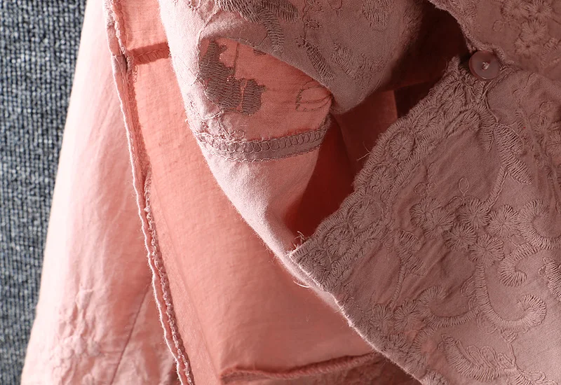 Женская хлопковая рубашка с цветочной вышивкой свободная однотонная блузка