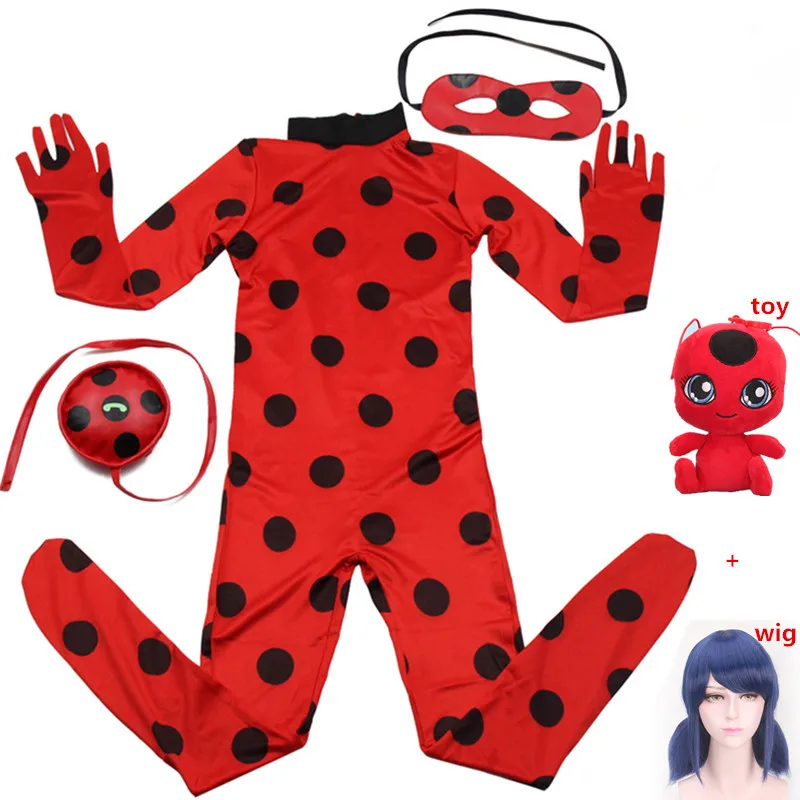 Lady bug-toy-wig Jasmine, София, Рапунцель, Аврора, Эльза, колокол, одежда для девочек, детские маскарадные костюмы принцессы, платья, детское платье на Хэллоуин, Рождество - Цвет: Lady bug-toy-wig