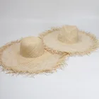 Летняя женская шляпа ручной работы из рафии с полями от солнца 01902-axi, женская пляжная шляпа для отдыха