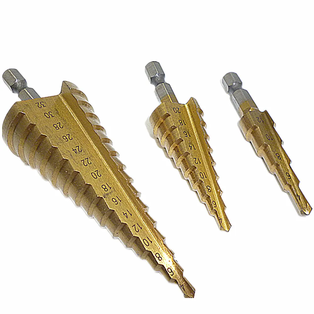 Набор ступенчатых Сверл из быстрорежущей стали 3 шт. промышленный расширитель