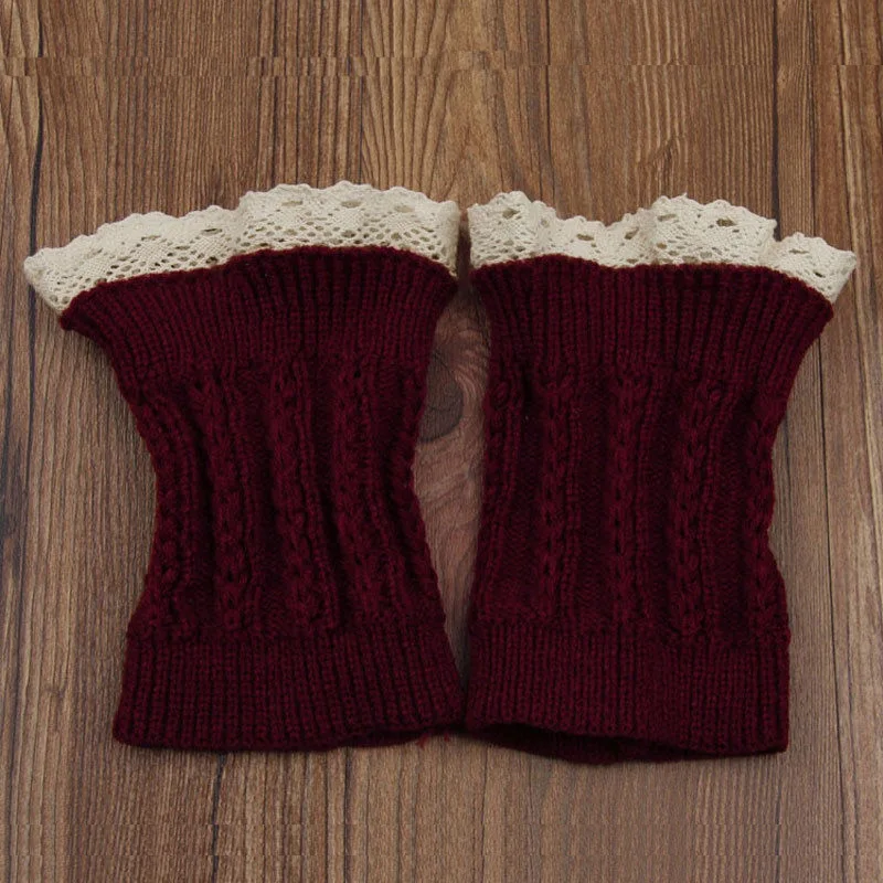 1 пара модные женские туфли вязаные крючком Кружево отделкой загрузки манжеты