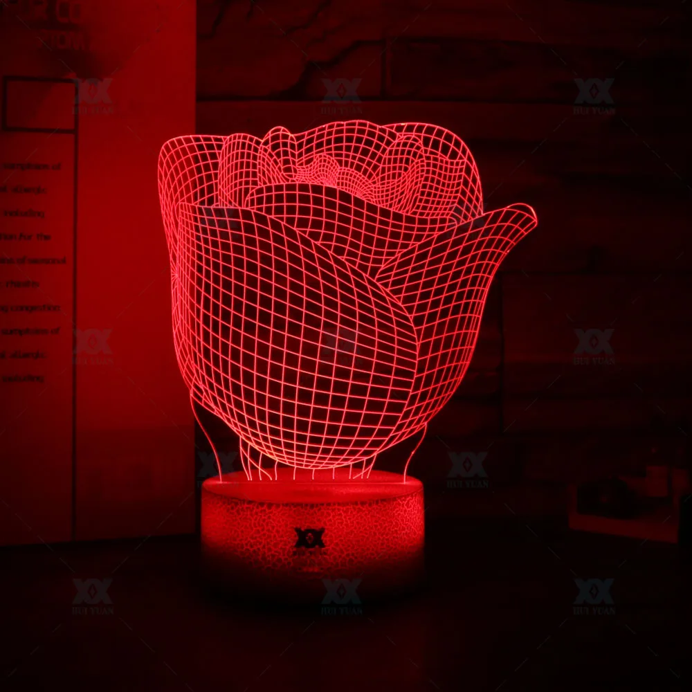Хуэй юань вырос 3D лампа ночник светильник декоративные настольные лампы включен
