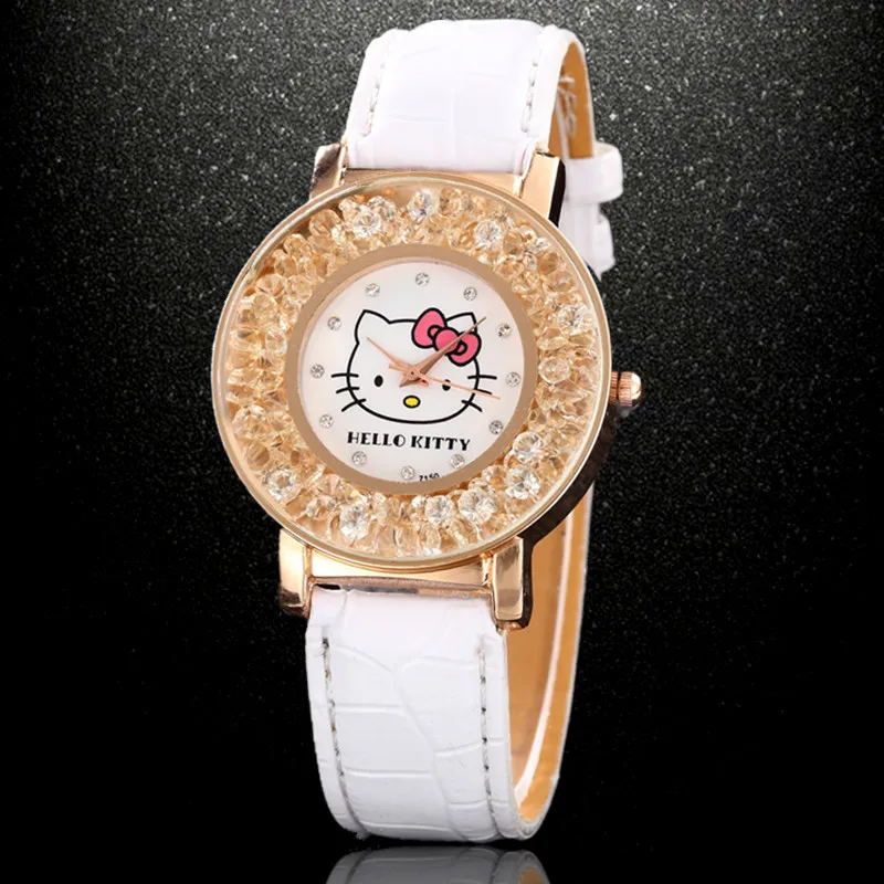 Новинка 2018 стильные женские часы Hello Kitty модные кварцевые из искусственной кожи