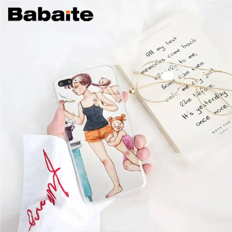 Babaite Модный черный чехол для телефона из ТПУ для мамы и дочки iPhone X XS MAX 6 6s 7 7plus 8 8Plus 5 5S SE XR 11 11pro 11promax - Цвет: A10