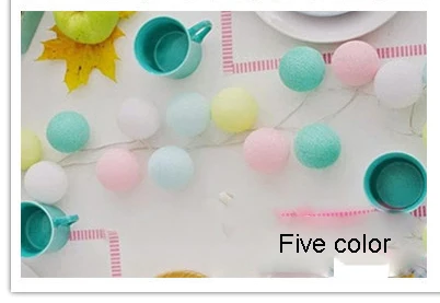 Five color Многоцветный 3 м струнный светильник s светодиодный хлопковый шар струнный Сказочный светильник s для рождественской елки Свадебные украшения для дома ночной Светильник - Испускаемый цвет: Five color