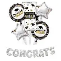 6pcs ballon set Выпускные фото реквизит набор холостяцкая Кепка вечерние принадлежности Выпускной фото стенд реквизит баннеры класса градусов вечерние украшения - Цвет: 6pcs ballon set