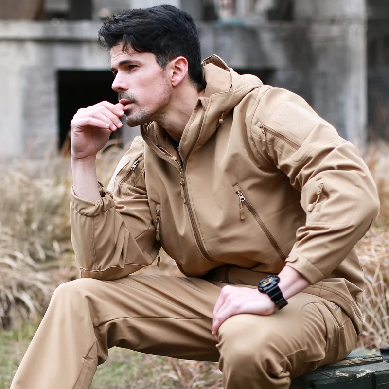 Мужская тактическая куртка V40 водонепроницаемая и ветрозащитная камуфляжная из