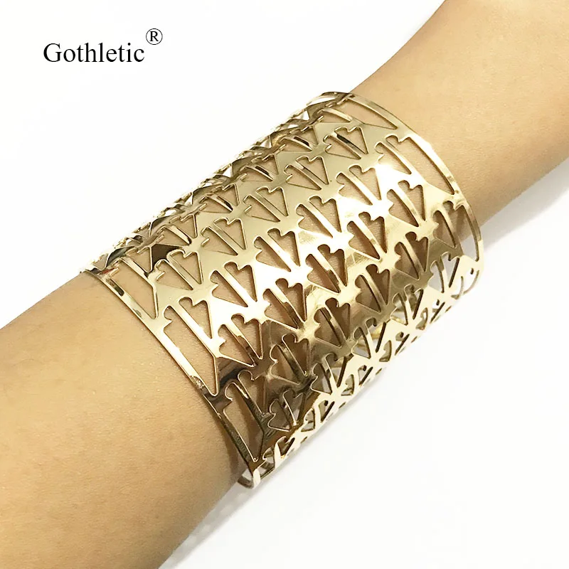 Женский Открытый браслет с треугольным узором Цвет: золотистый/розовое