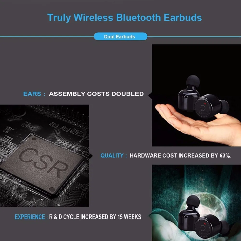 Беспроводной x1t мини Наушники Шум с функцией шумоподавления Невидимый Bluetooth v4.2