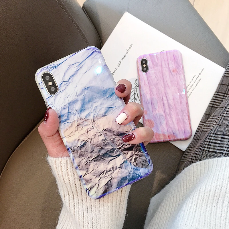 Чехол для iPhone 8 7 6 S Plus Мягкий чехол телефона силиконовый роскошный голубого цвета