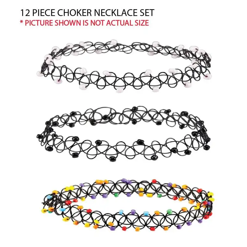 12 шт ожерелье Готическая хна тату стрейч эластичные Украшения Value Pack|Колье| |