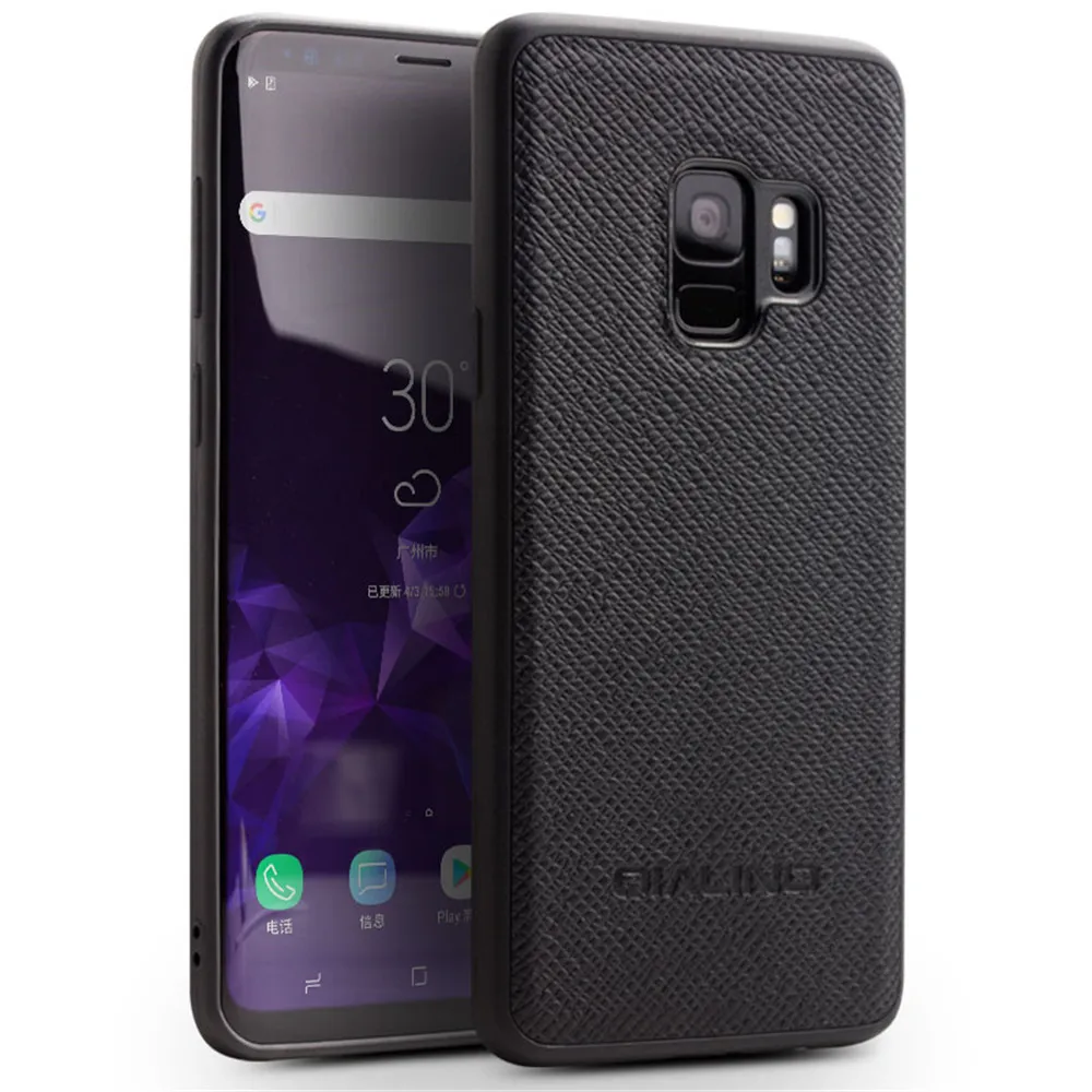 QIALINO модная задняя крышка из натуральной кожи для Samsung S9 Роскошный чехол ручной