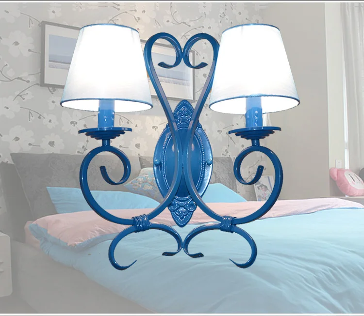 Балкон антикварная синяя металлическая настенная лампа свеча светильник