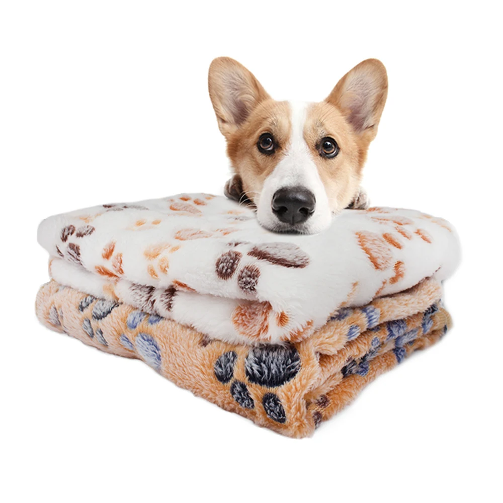 

HEYPET Dog Bed Cat Mats Pet Blanket Soft Coral Fleece Paw Foot Print Warm Sleeping Beds Cover Mat For Small Medium Dogs Cats Pet