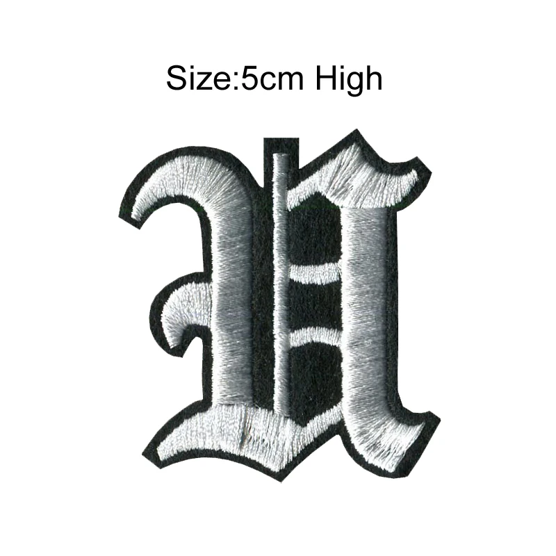 U 1 шт., A-Z, черный, белый цвет, 5 см, высокий, Английский алфавит, буквы, смешанные, вышитые, Пришивные значки, железная нашивка для одежды, сумки, Старый английский - Цвет: U