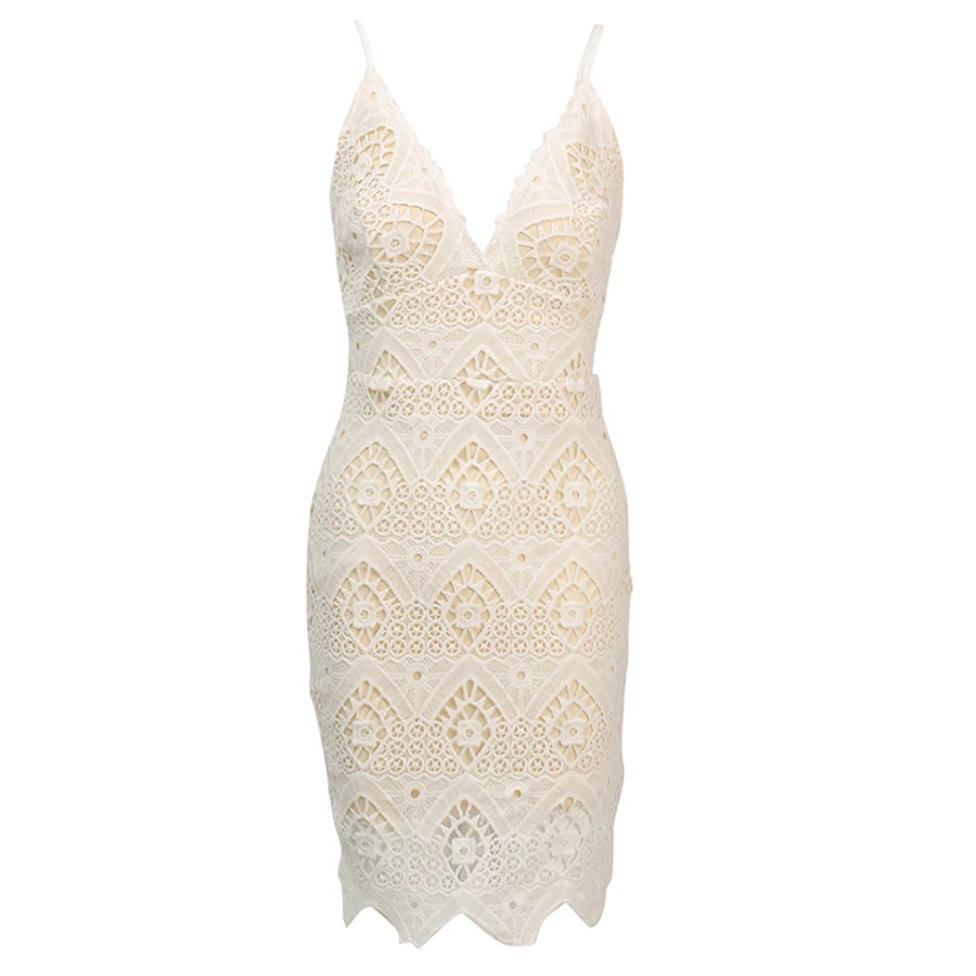 Женское кружевное платье Parthea Белое Облегающее с цветочным принтом для вечеринки