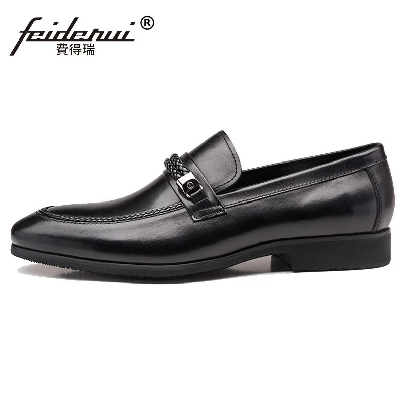 2017 Fashion Round Toe Man Casual Shoes Genuine Leather Male Office Loafers British Comfortable Men's Wedding Bridal Flats HJ85 | Обувь