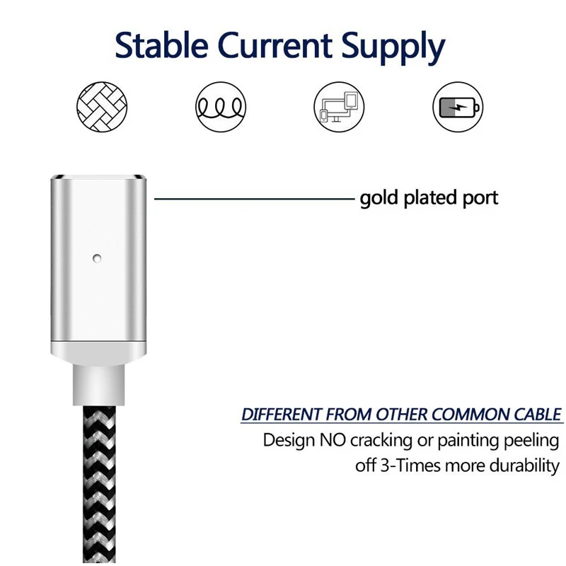 3/6/10 футов LED USB Type C/Micro USB/IOS Магнитный кабель C быстрый разъем Кабель адаптер для