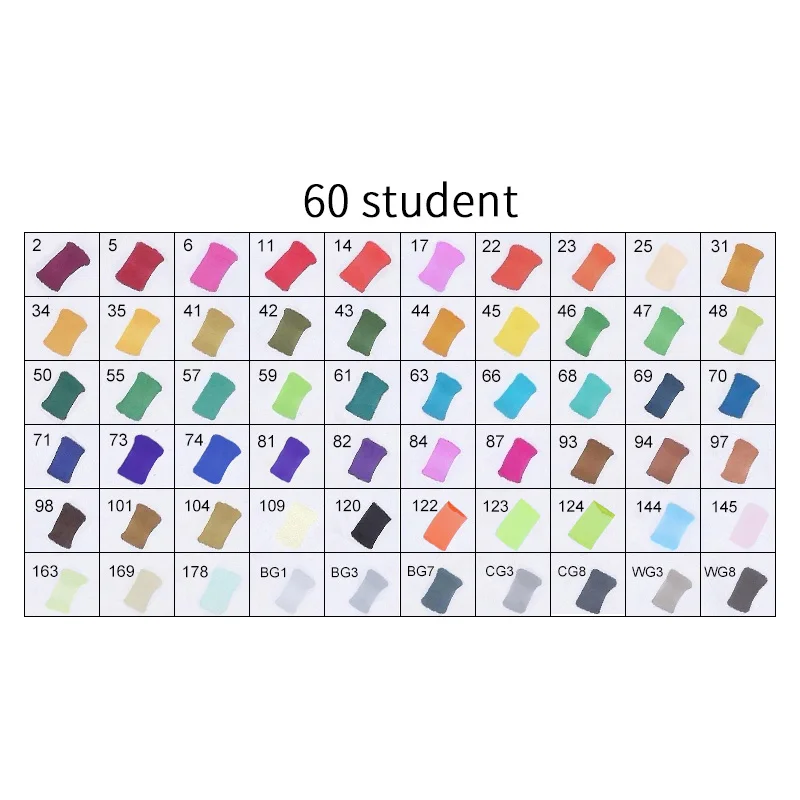 60STUDENT TOUCHFIVE 12/24/30/40/60/80 Цвета маркер для рисования ручка на спиртовой основе дешевые маркер для манги рисунок маркеры товары для рукоделия - Цвет: 60STUDENT