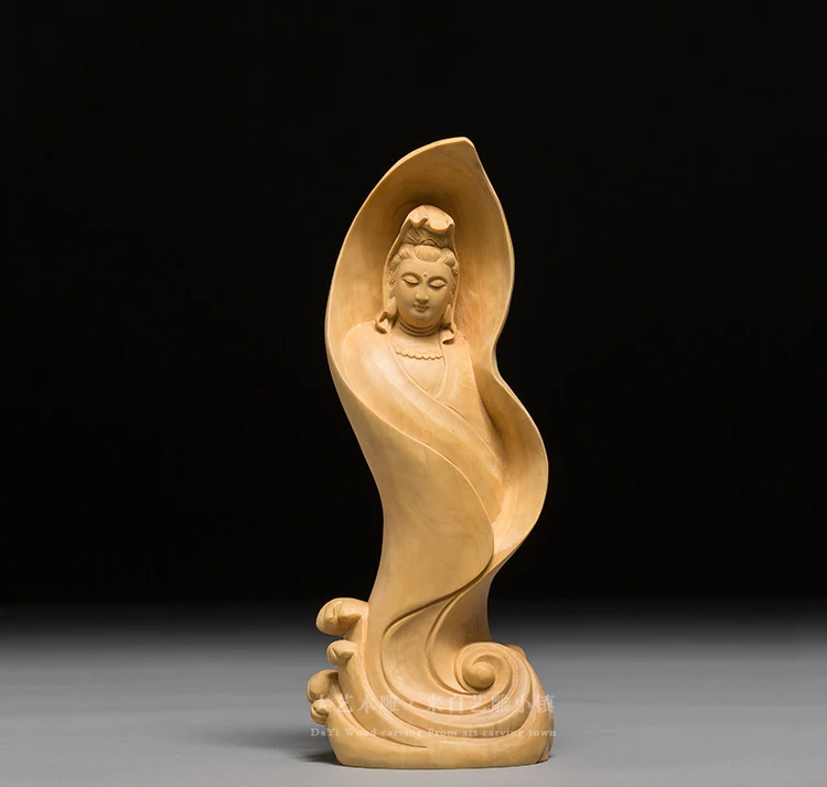 Изысканная Статуя Богини будды ручной работы из цельного бокса Guanyin Feng shui