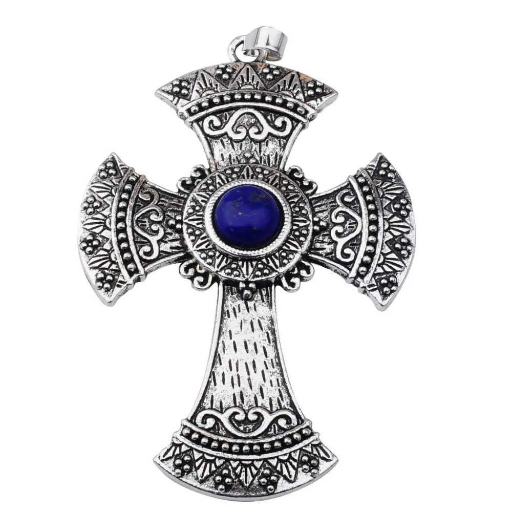 Natural Quartz Stone Beads Cross Pendant Opal Black Onyx Tiger eye Howlite  Free Leather Chains Necklace