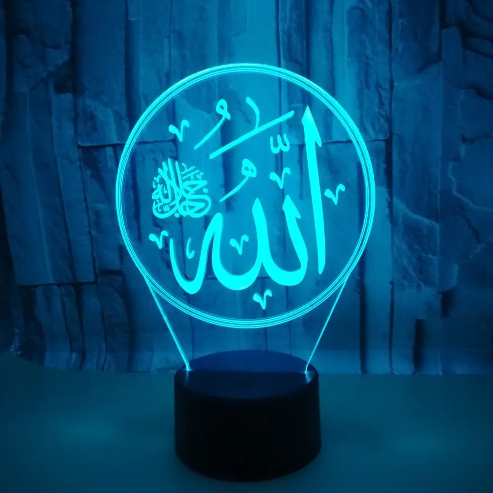 Исламский Muhammad 3D лампа 7 цветов светодиодный ночник для детей сенсорный светодиодный Usb Настольный Lampara Lampe детский спальный ночник