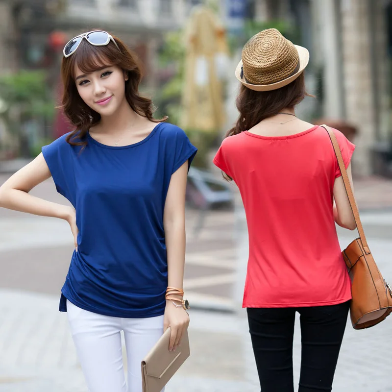 Летние Для женщин футболка корейский рукав летучая мышь Vegan Топы корректирующие