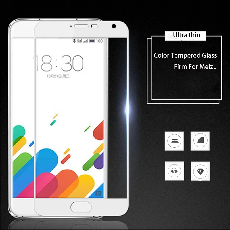 9H цветное закаленное стекло с полным покрытием для Meizu U10 U20 M3 M5 Note Pro 5 6 MX6 S Mini