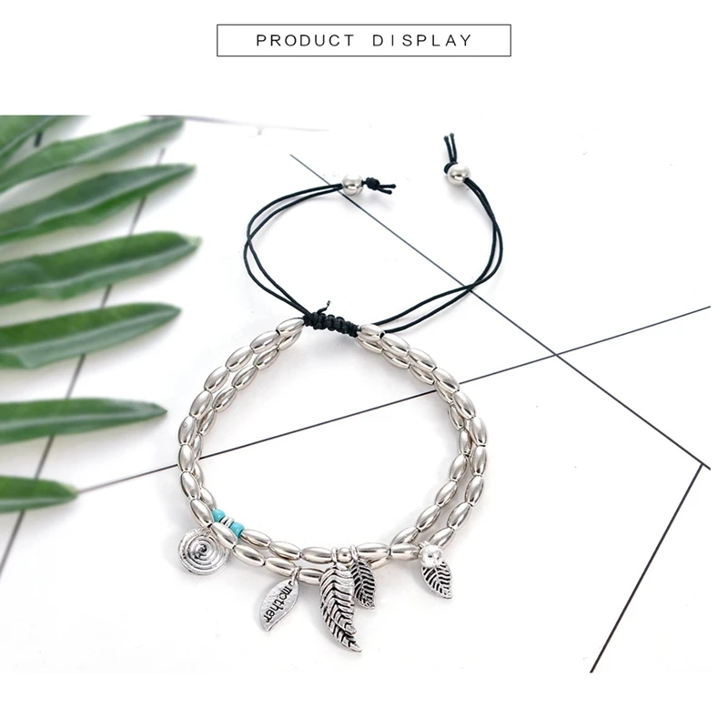 1pcs Retro style leaf Rune Yoga pendant foot chain sand beach ring | Ювелирные наборы и прочее