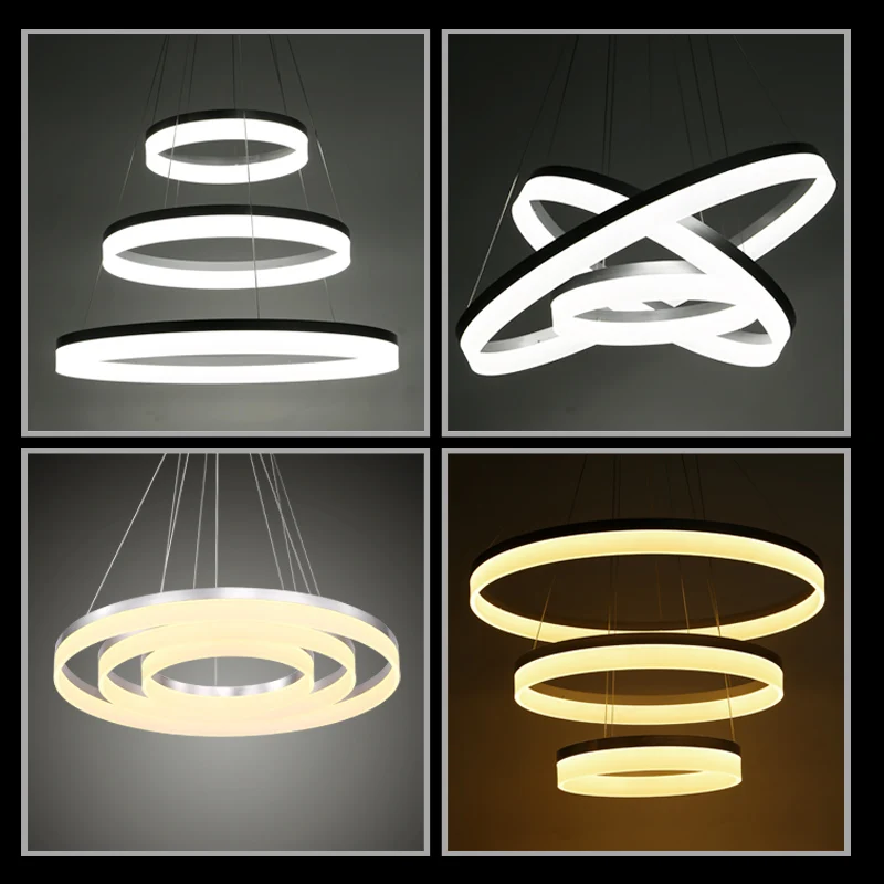 1/2/3 кольца акрил современные подвесные светильники абажур светодиодные лампы