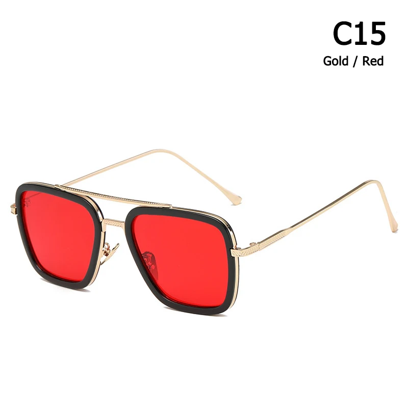 C15 Gold Red JackJad, модные Мстители, Тони Старк, полёт 006, стильные солнцезащитные очки, мужские, квадратные, авиационный бренд, дизайнерские солнцезащитные очки, Oculos De Sol - Цвет линз: C15 Gold Red