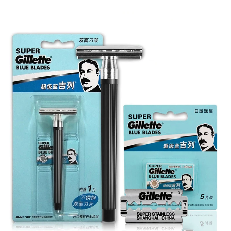 Мужские бритвы Gillette Super Blue 1 держатель с лезвием и 5 лезвиями официальные