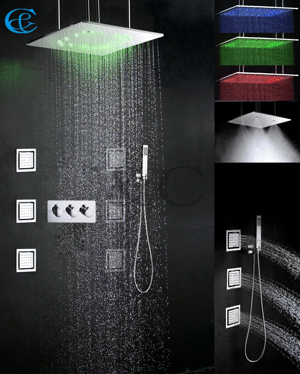 Смеситель для душа ванной комнаты 20 дюймов распылитель и дождесветодиодный