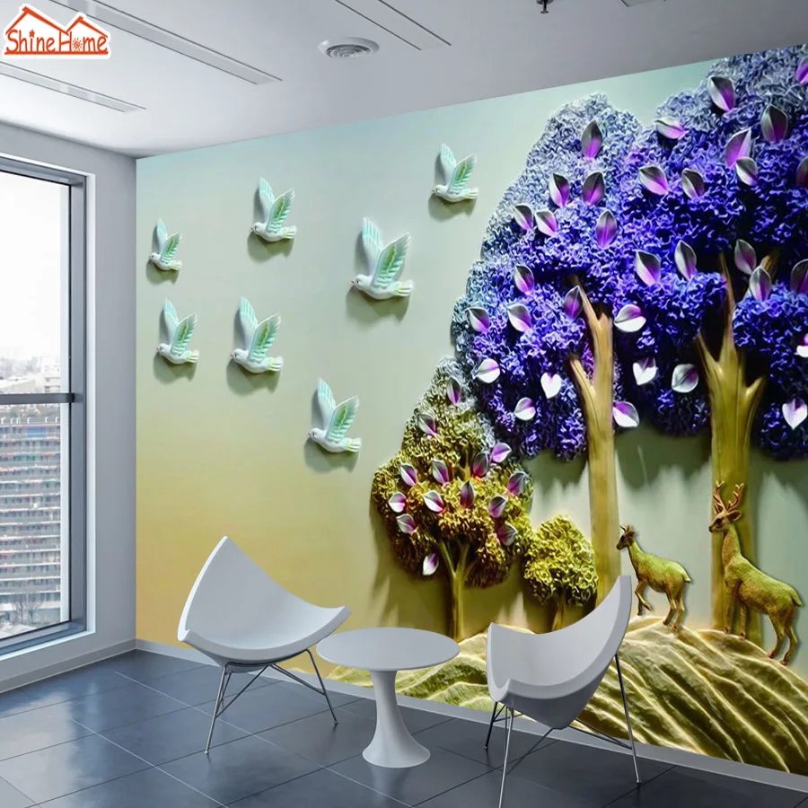 Природа 8d Хрустальная роспись на шелке обои 3d самоклеющиеся для гостиной дети