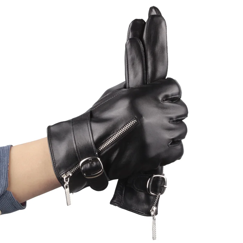 DELEDELAI Мужские кожаные перчатки молния мужской натуральная кожа овчины
