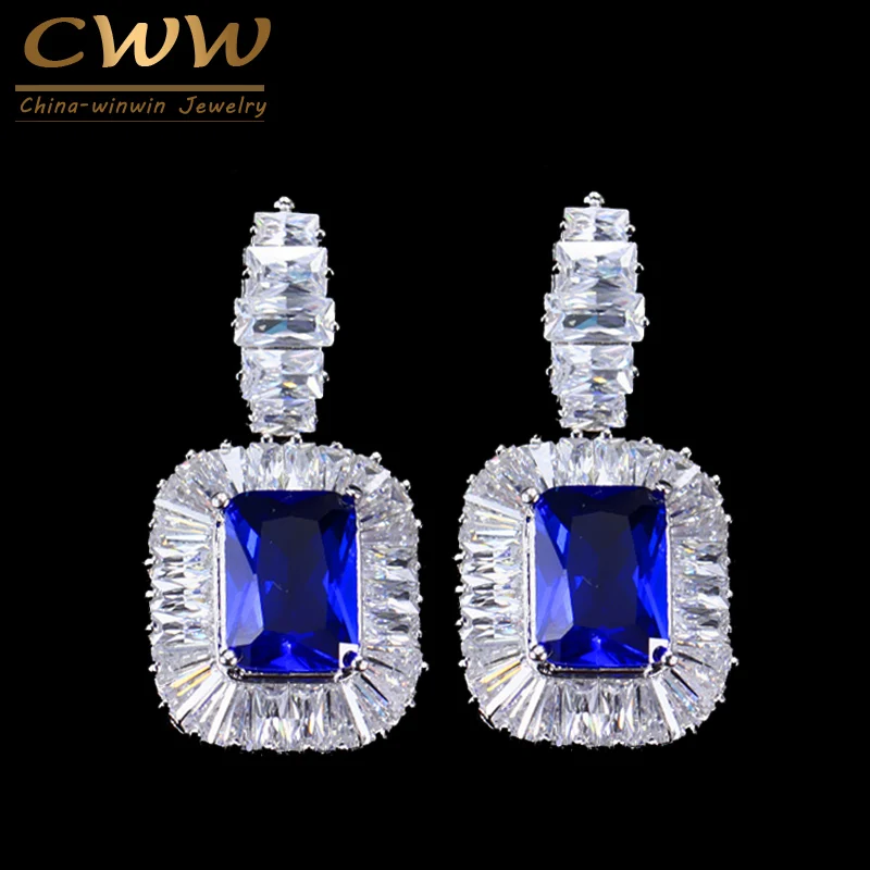 CWWZircons 2021 новые модные ювелирные изделия Белый и королевский синий кристалл